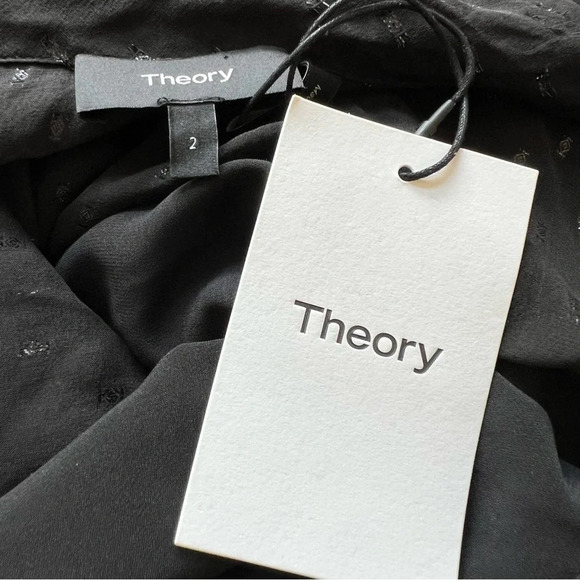 New! Theory Metallic Silk Scarf Dress/ Black 17999 - Picture 10 of 13